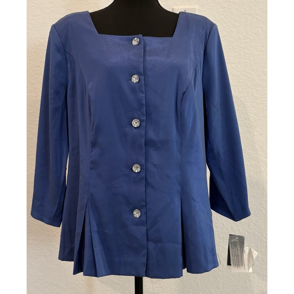 Alex Evenings Periwinkle Lined Jacket 3/4 Sleeves Size XL NWT